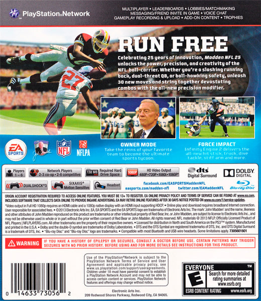 Madden 25 PS3 1989-2014 Sony Playstation 3 Video Game EA Sports