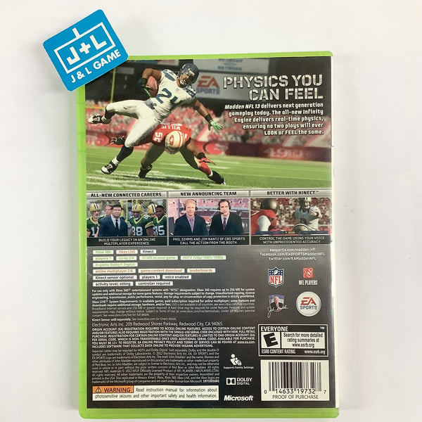 Madden NFL 13 - Xbox 360 [Pre-Owned] – J&L Video Games New York City