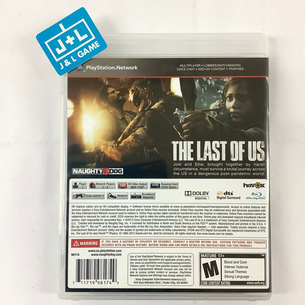 Naughty Dog Inc. The Last of Us, Sony, PlayStation 3, 711719981749