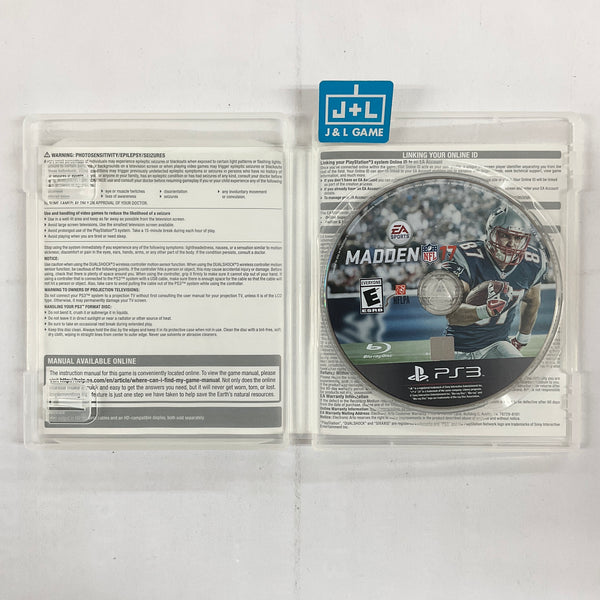 Madden NFL 17 - (PS3) PlayStation 3 [Pre-Owned] – J&L Video Games New York  City