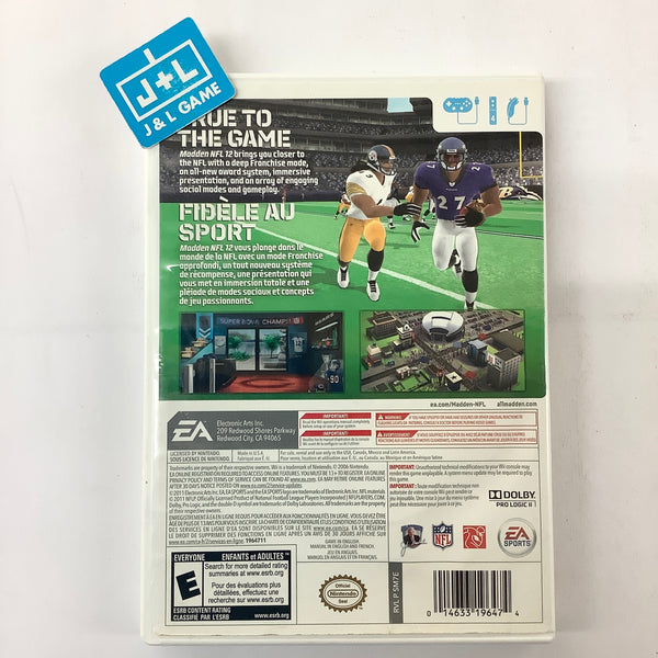 Madden NFL 12 - Nintendo Wii - Video Game - VERY GOOD Cs Play PS5 Game Play