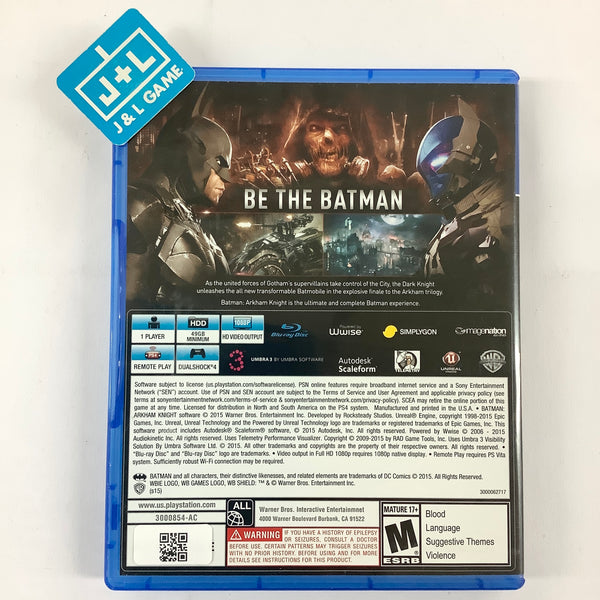 Batman Arkham Knight, Warner, PlayStation 4, 883929412044 