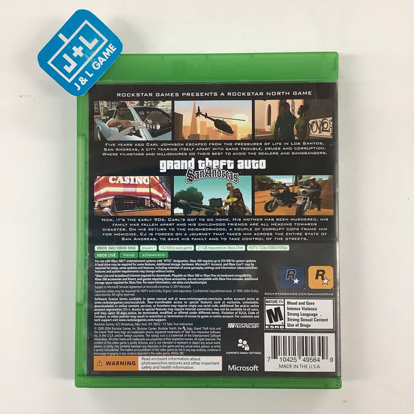 Grand Theft Auto San Andreas GTA USED SEALED Xbox One / 360