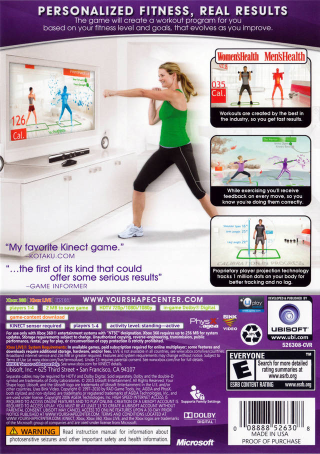 Your Shape Fitness Evolved 2012, Video Gaming, Video Games, Xbox