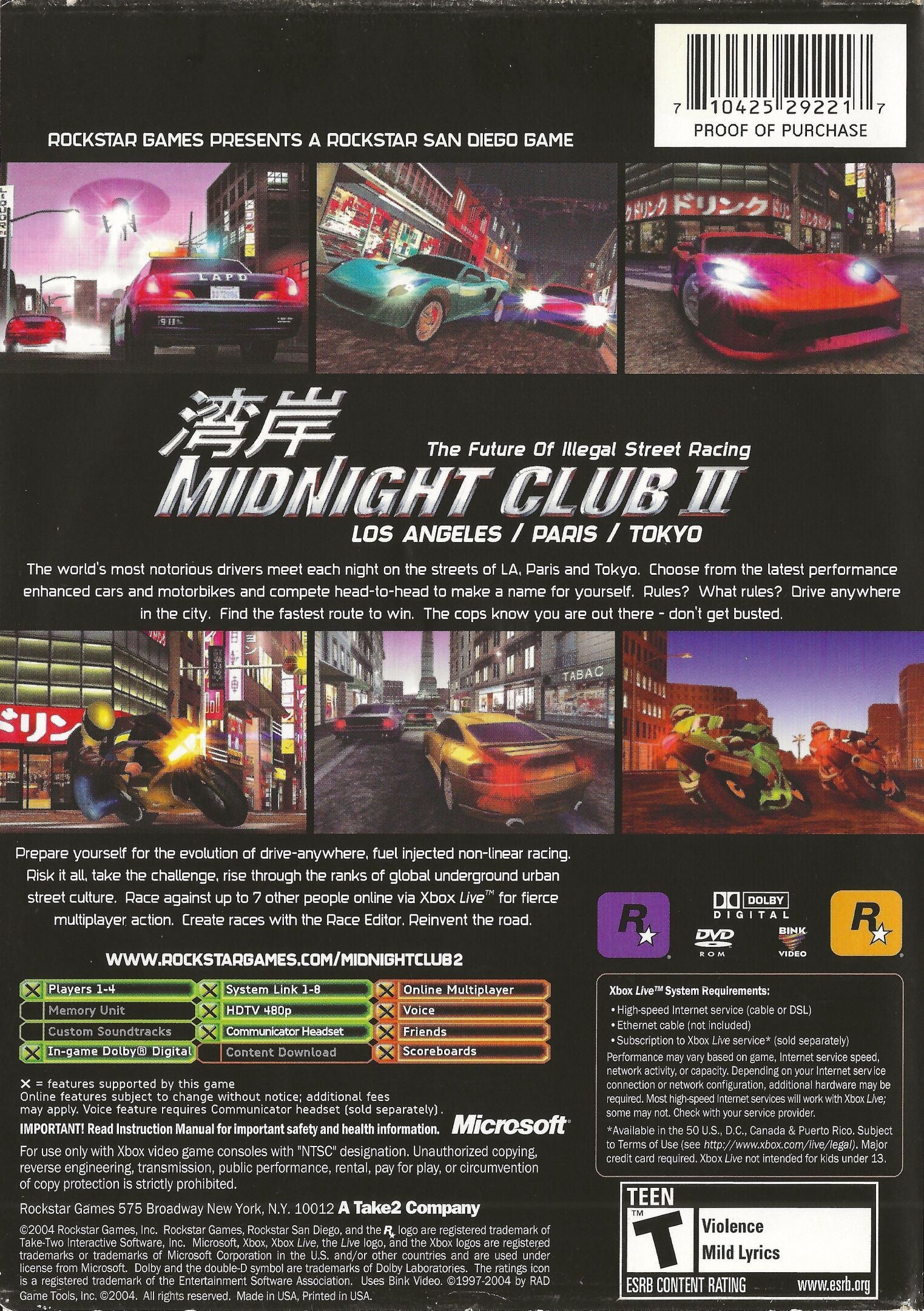 Midnight Club II (Platinum Hits) - (XB) Xbox [Pre-Owned] Video Games Rockstar Games   