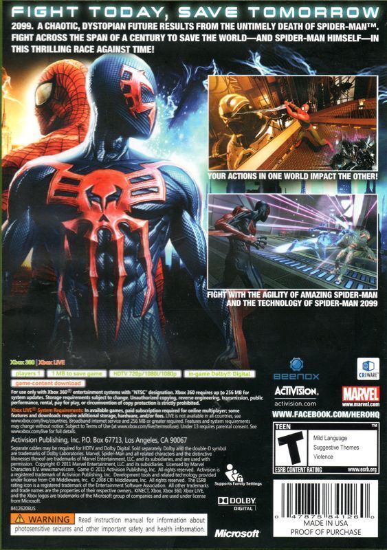 Spider-man: The Edge of Time - Xbox 360 [Pre-Owned] Video Games Activision   