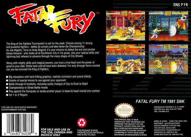 Fatal Fury - (SNES) Super Nintendo [Pre-Owned] Video Games Takara   