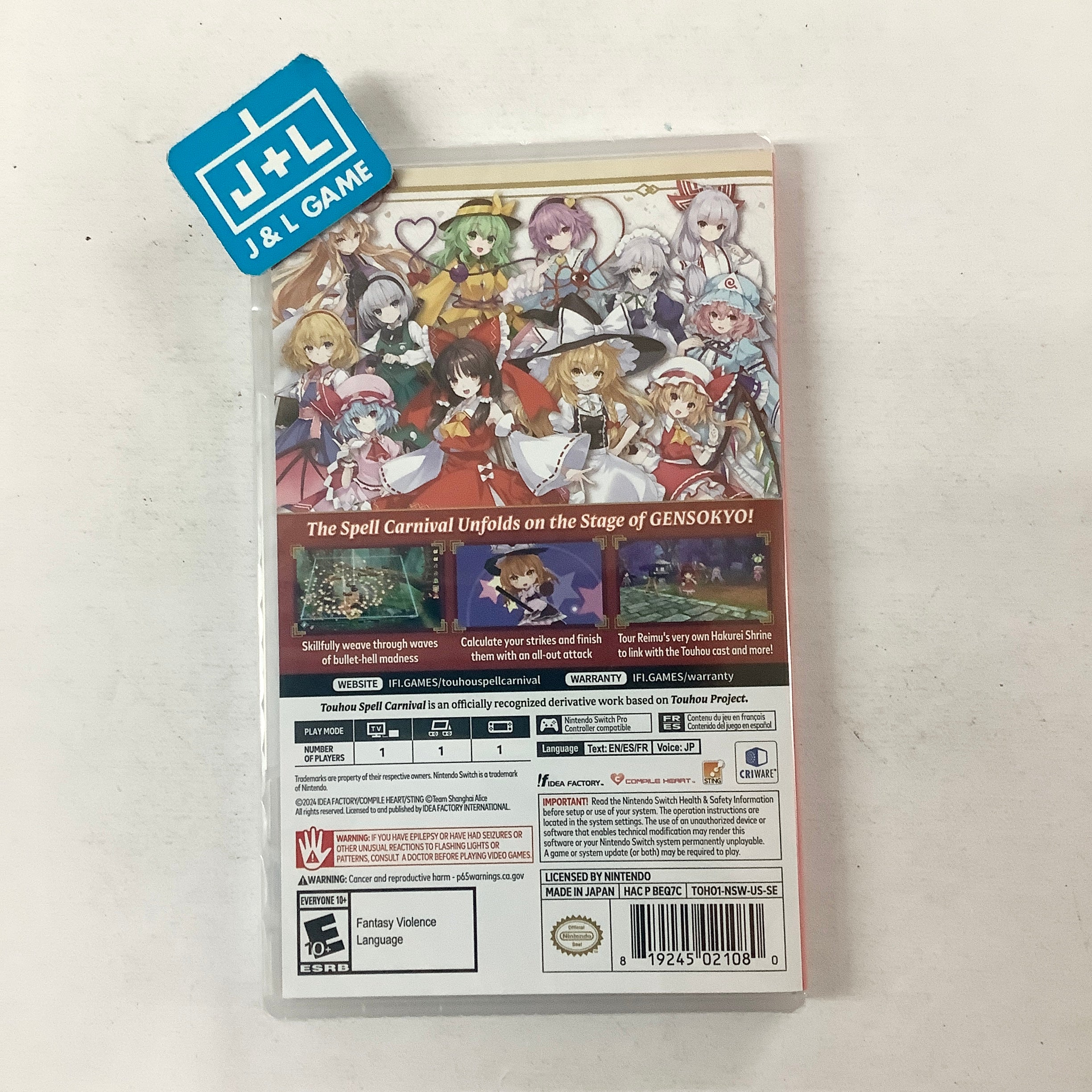 Touhou Spell Carnival - (NSW) Nintendo Switch Video Games Idea Factory   