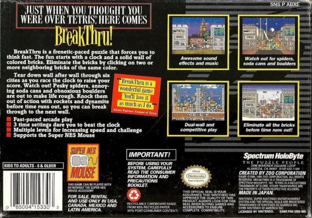 BreakThru! -  (SNES) Super Nintendo [Pre-Owned] Video Games BPS   