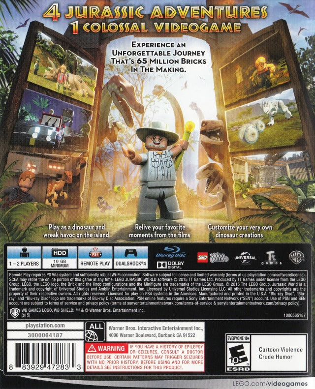 Lego Jurassic World (Playstation Hits) - (PS4) Playstation 4 Home Entertainment Warner Home Video   