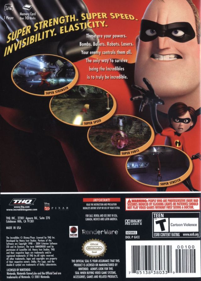 The Incredibles (Player's Choice) - (GC) GameCube [Pre-Owned] Video Games THQ   