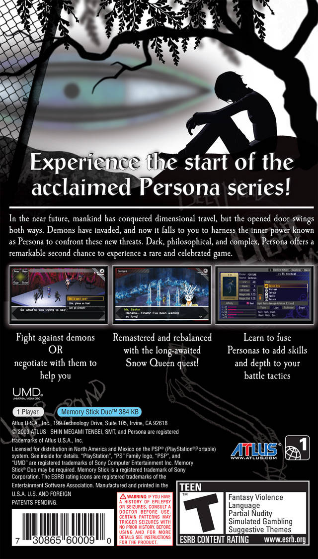 Shin Megami Tensei: Persona - Sony PSP [Pre-Owned] Video Games Atlus   