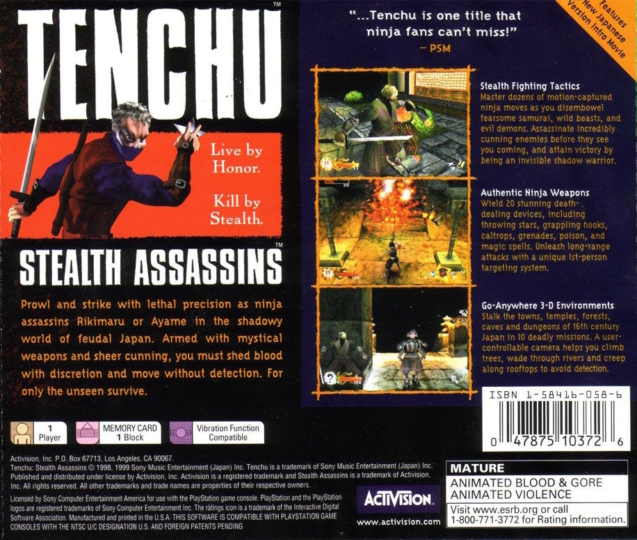 Tenchu: Stealth Assassins (Greatest Hits) - (PS1) PlayStation 1 [Pre-Owned] Video Games Activision   