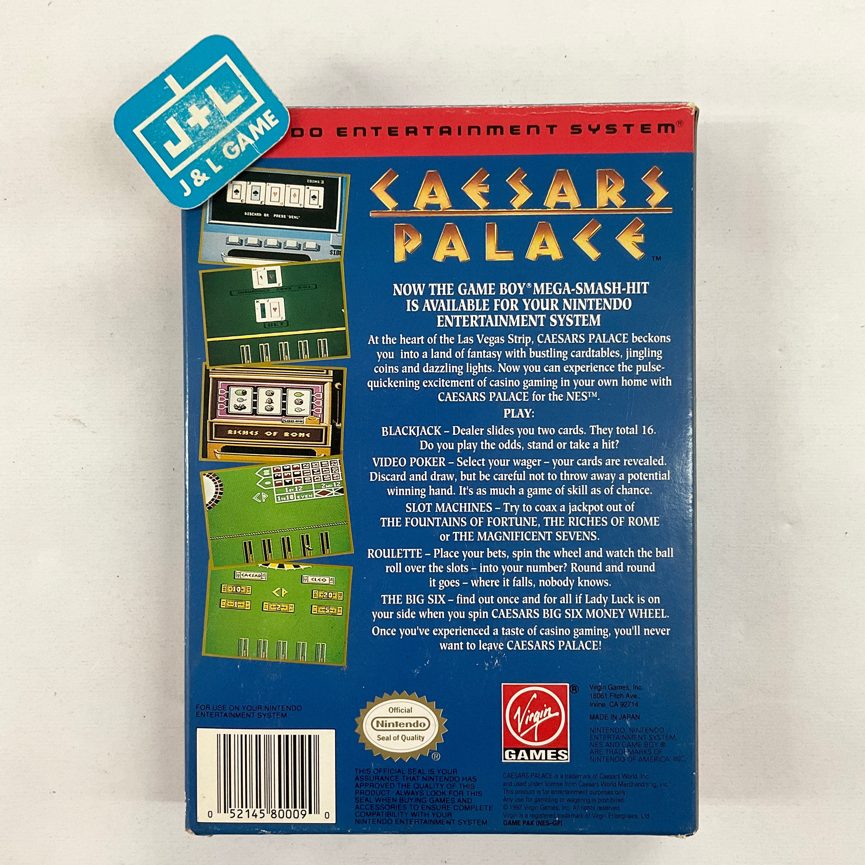 Caesars Palace - (NES) Nintendo Entertainment System [Pre-Owned] Video Games Virgin Games   