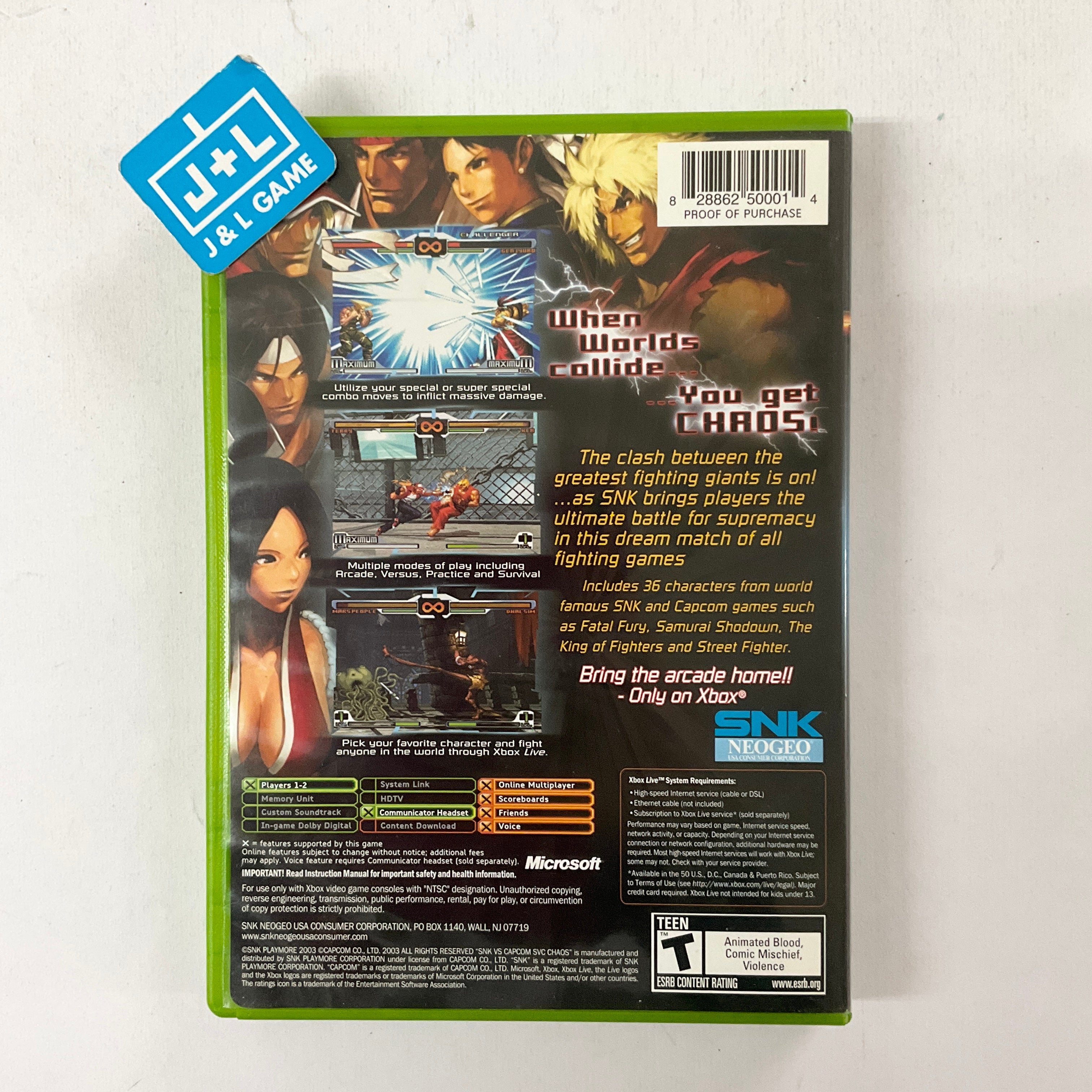 SVC Chaos: SNK vs. Capcom - (XB) Xbox [Pre-Owned] Video Games SNK Playmore