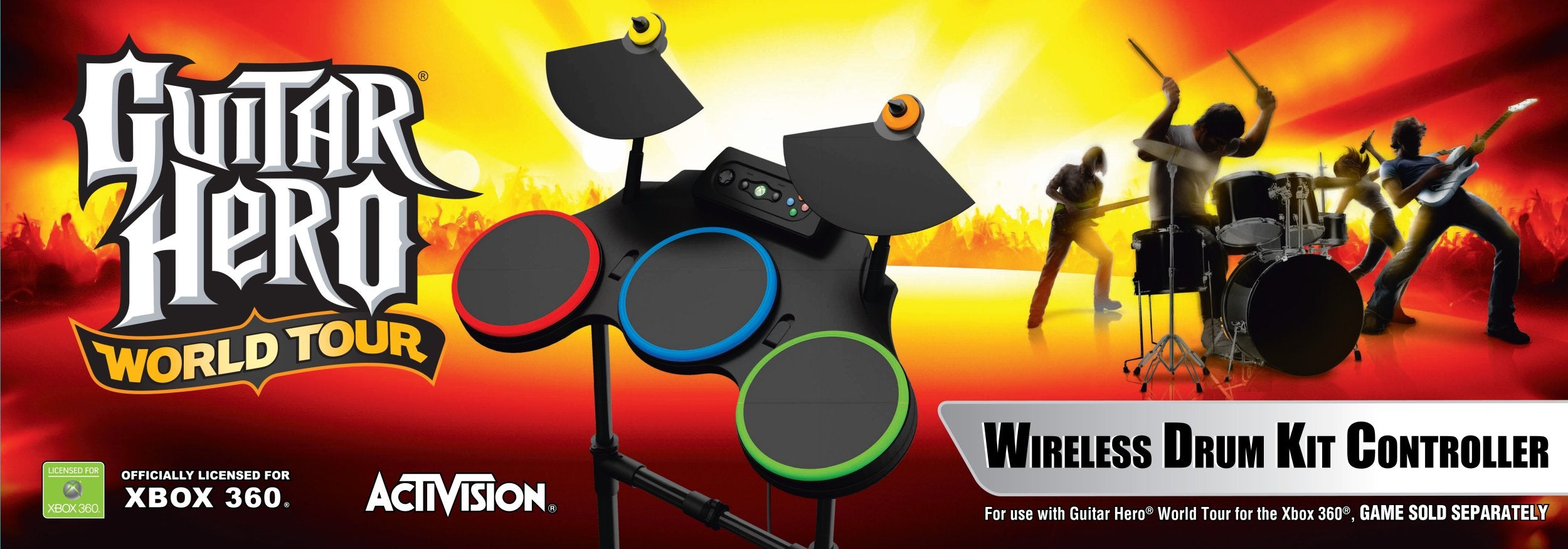 Activision Guitar Hero World Tour Wireless Drum Controller - Xbox 360 [Pre-Owned] Accessories ACTIVISION   