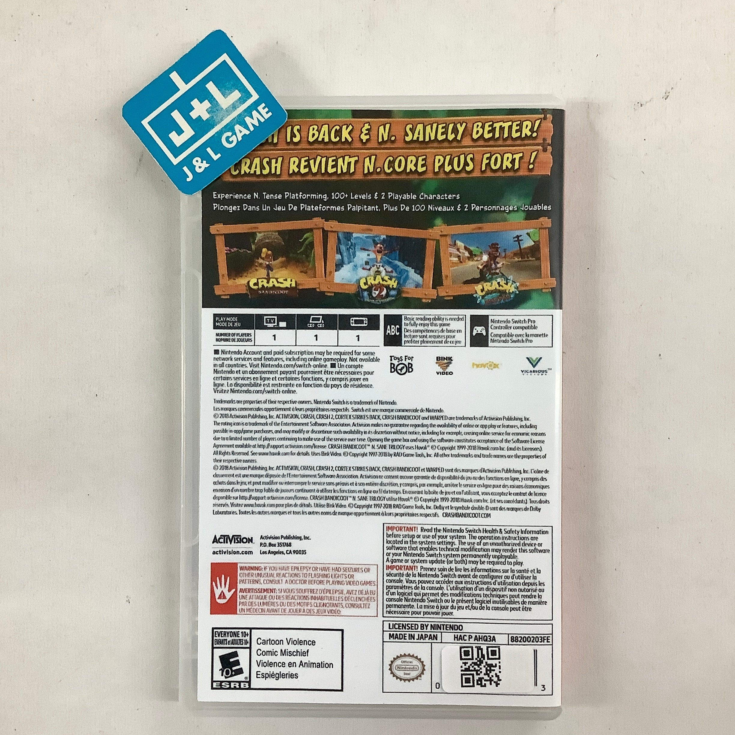 Crash Bandicoot N. Sane Trilogy - (NSW) Nintendo Switch [Pre-Owned] Video Games Activision