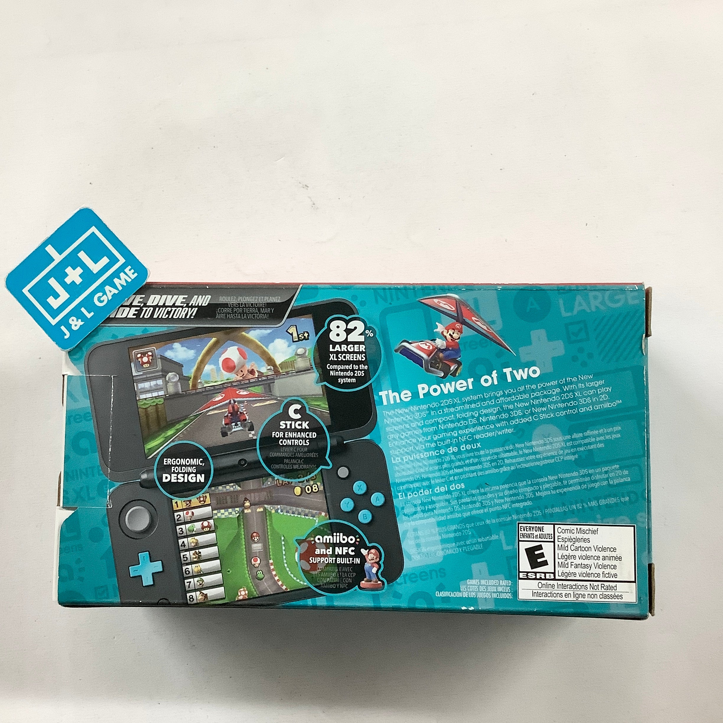 New Nintendo 2DS XL Console (Black + Turquoise With Mario Kart 7 Pre-installed) - Nintendo 3DS [Pre-Owned] Consoles Nintendo