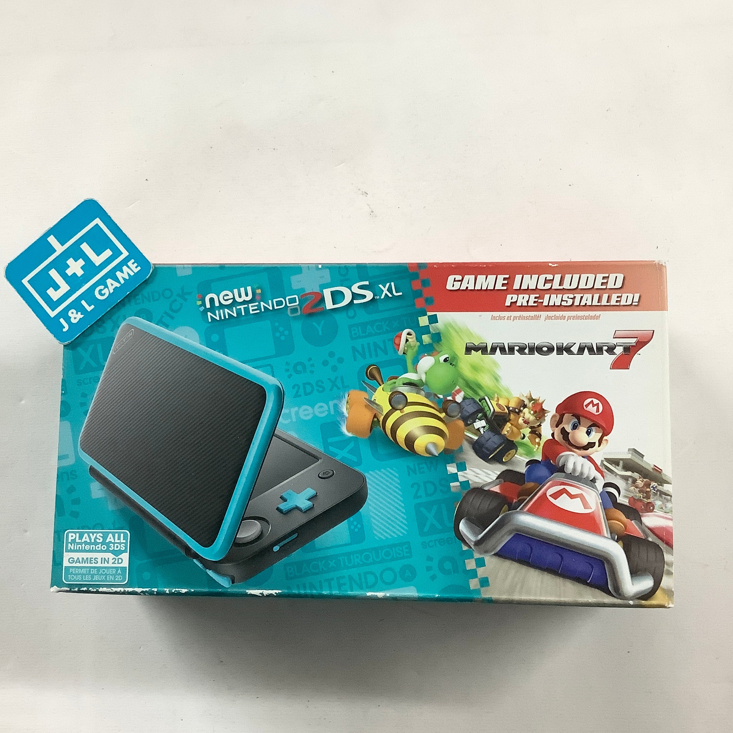 New Nintendo 2DS XL Console (Black + Turquoise With Mario Kart 7 Pre-installed) - Nintendo 3DS [Pre-Owned] Consoles Nintendo