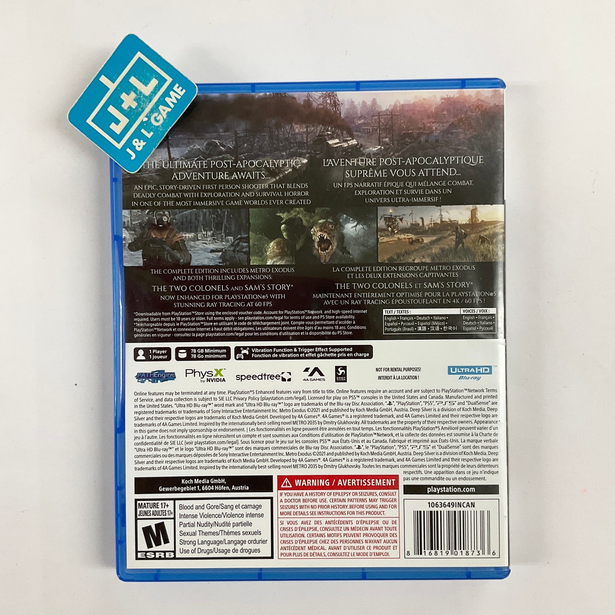 Metro Exodus: Complete Edition - (PS5) PlayStation 5 [Pre-Owned] – J&L ...