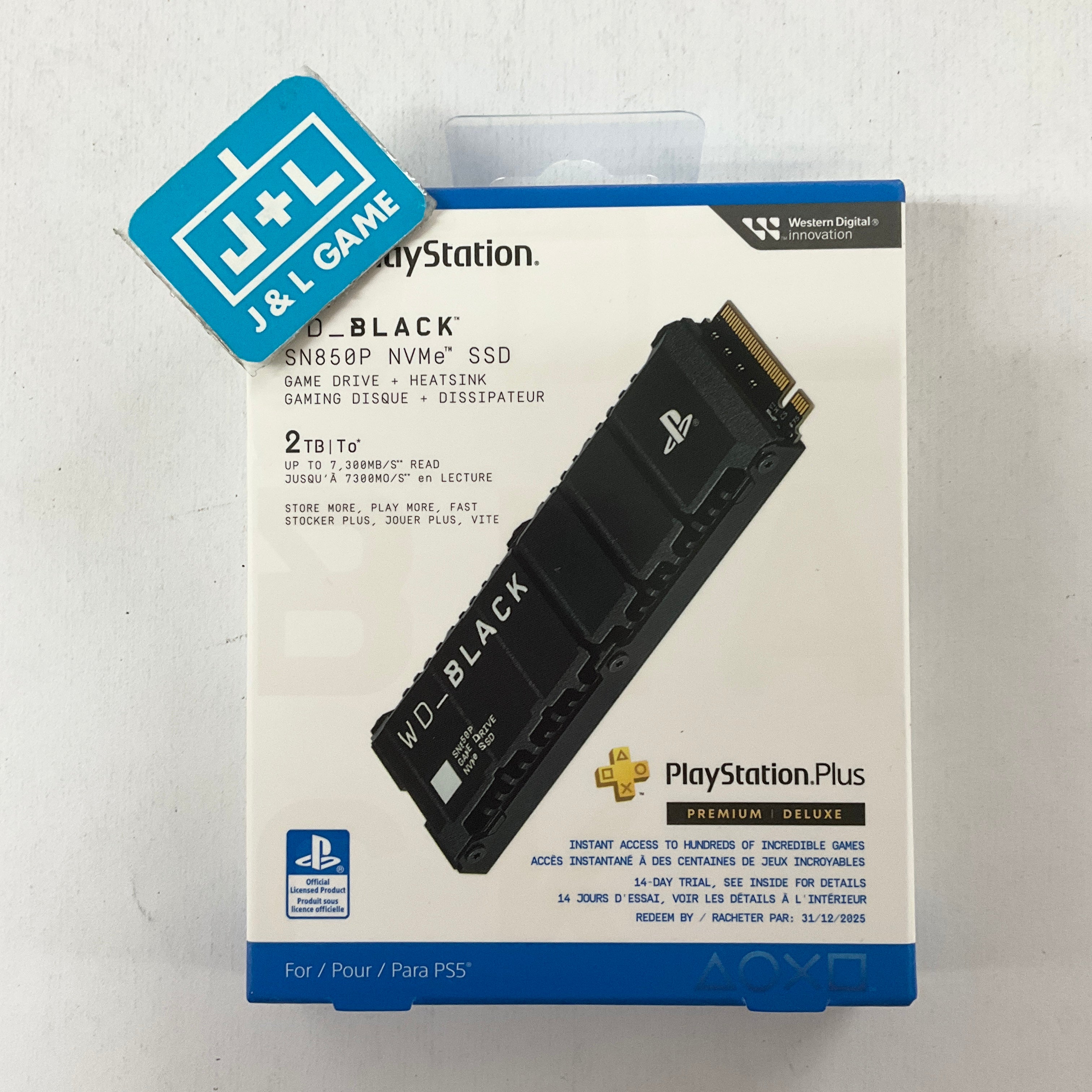 WD_BLACK 2TB SN850P NVMe M.2 SSD Solid State Drive with Heatsink up to 7,300MB/s - WDBBYV0020BNC-WRSN - (PS5) PlayStation 5 Accessories WD_BLACK