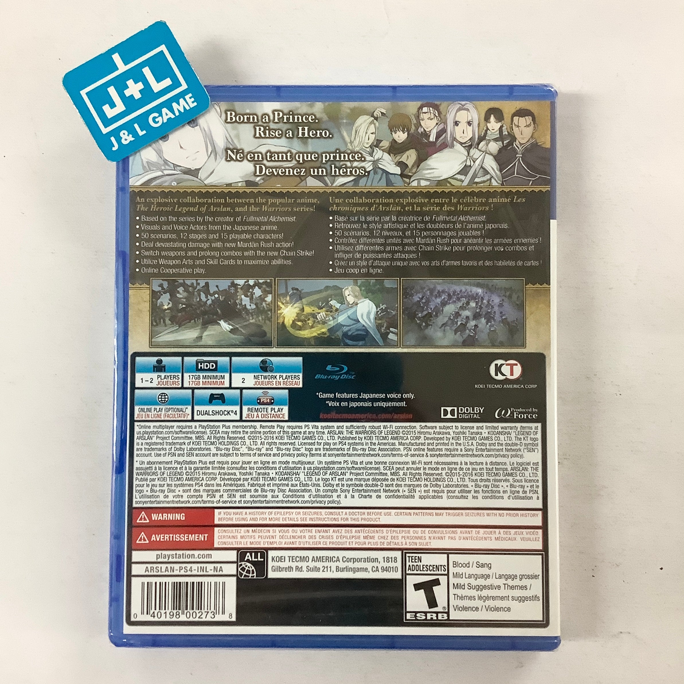 Arslan: The Warriors of Legend - (PS4) PlayStation 4 Video Games Koei Tecmo Games   