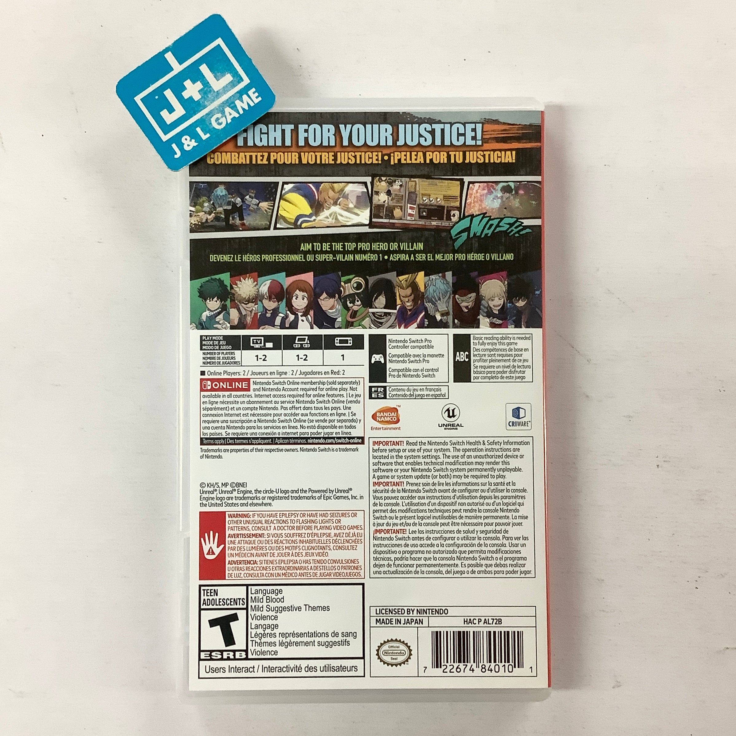 My Hero One’s Justice - (NSW) Nintendo Switch [Pre-Owned] Video Games BANDAI NAMCO Entertainment   