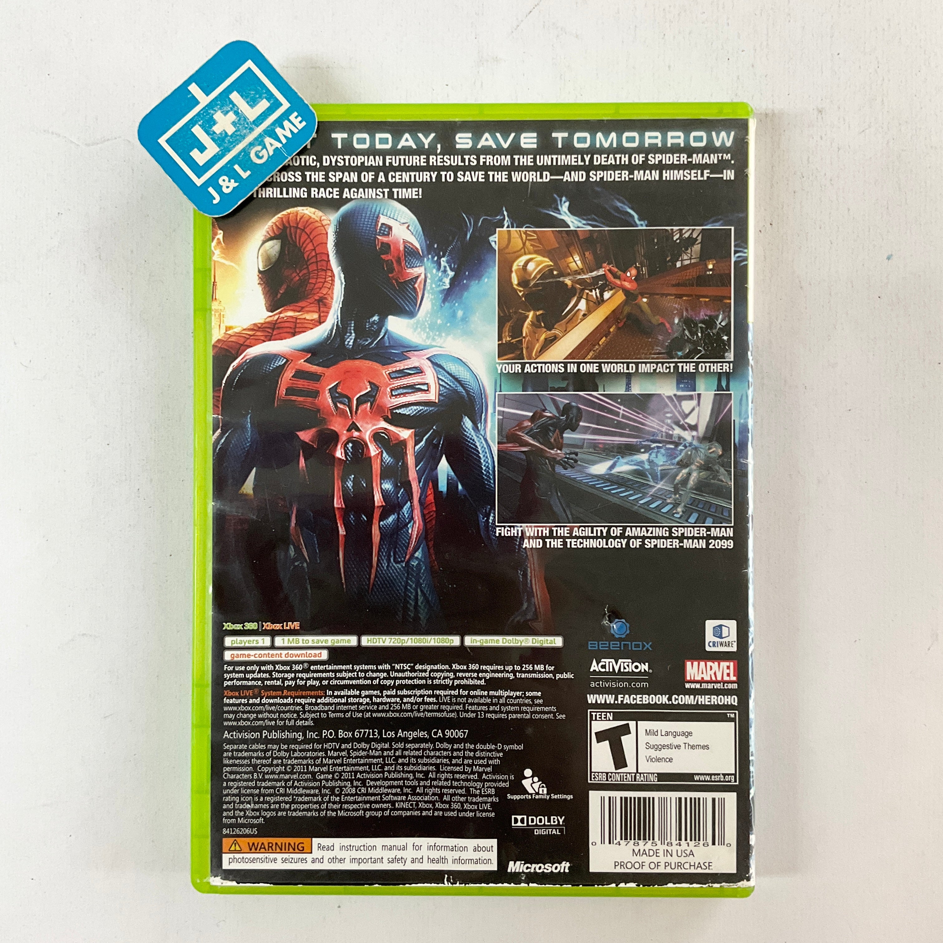 Spider-man: The Edge of Time - Xbox 360 [Pre-Owned] Video Games Activision   