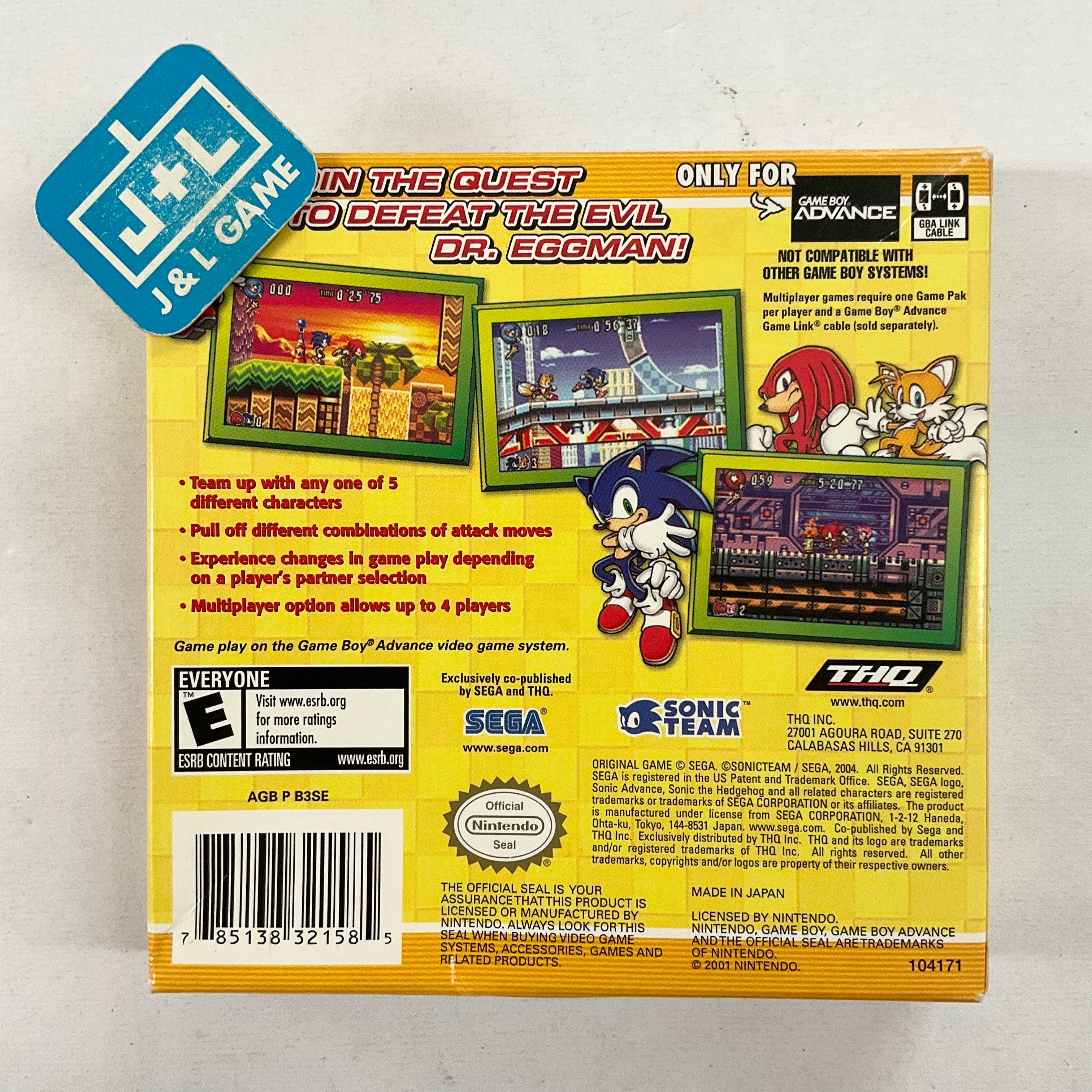 Sonic Advance 3 - (GBA) Game Boy Advance [Pre-Owned] Video Games THQ   