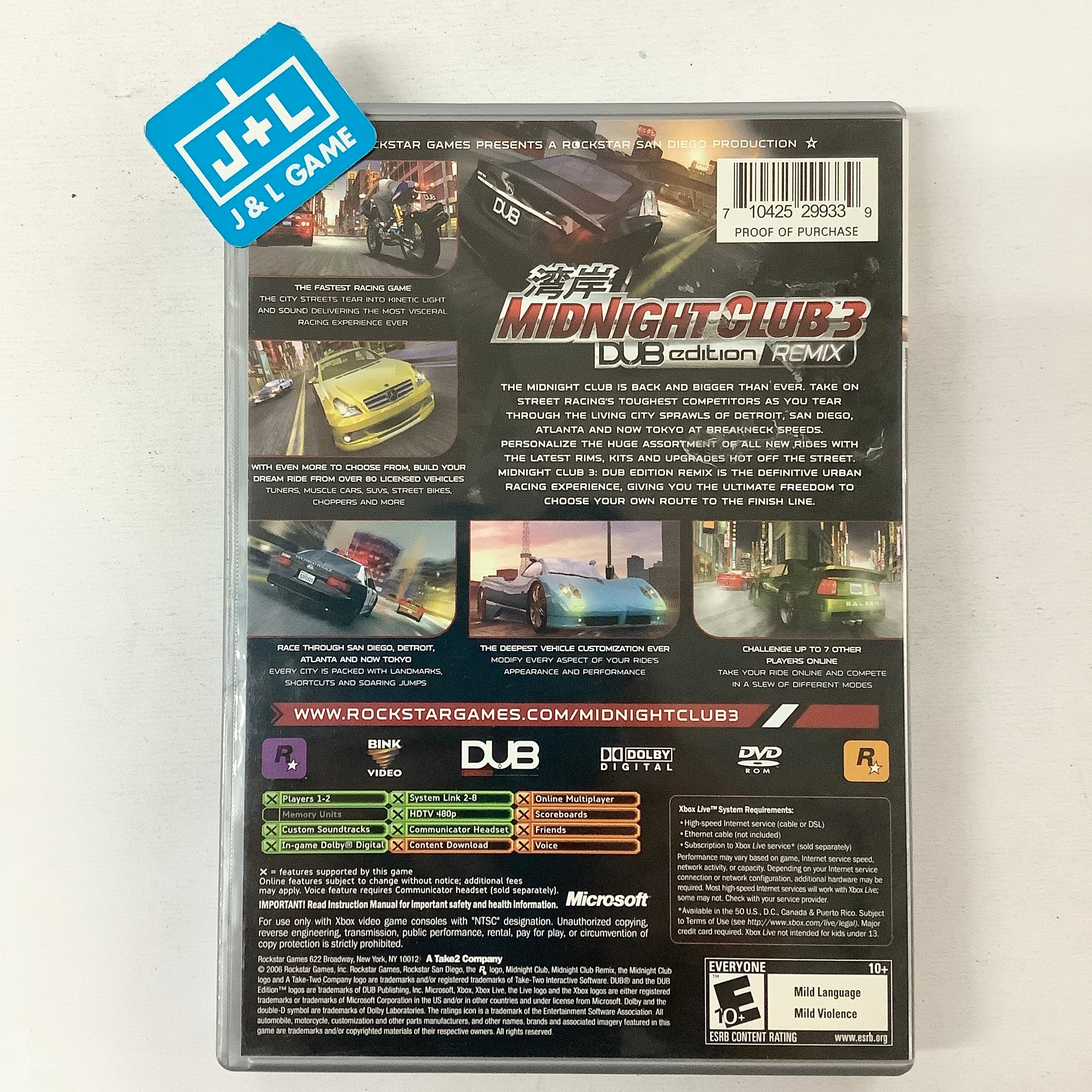 Midnight Club 3: DUB Edition Remix (Platinum Hits) - (XB) Xbox [Pre-Owned] Video Games Rockstar Games   