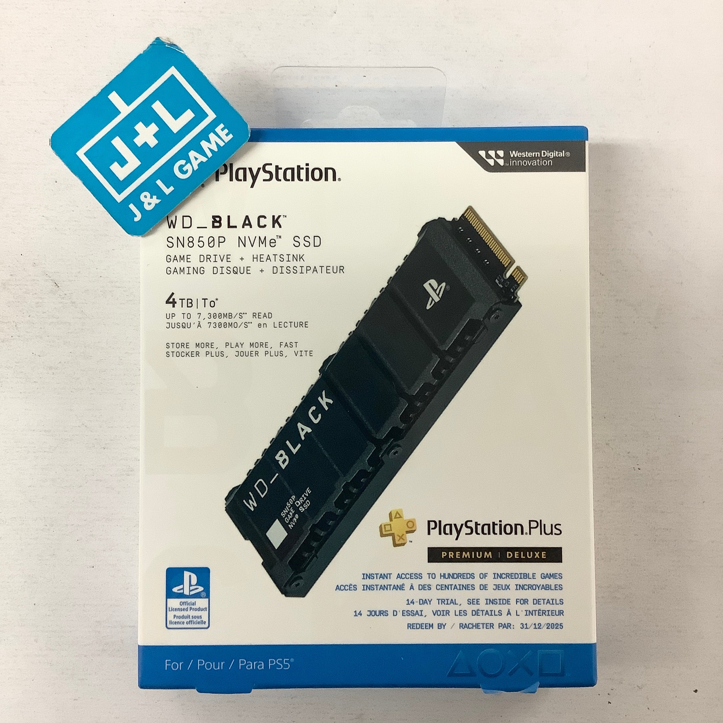 WD_BLACK 4TB SN850P NVMe SSD Solid State Drive with Heatsink Up to 7,300 MB/s - WDBBYV0040BNC - (PS5) PlayStation 5 ACCESSORIES WD_BLACK