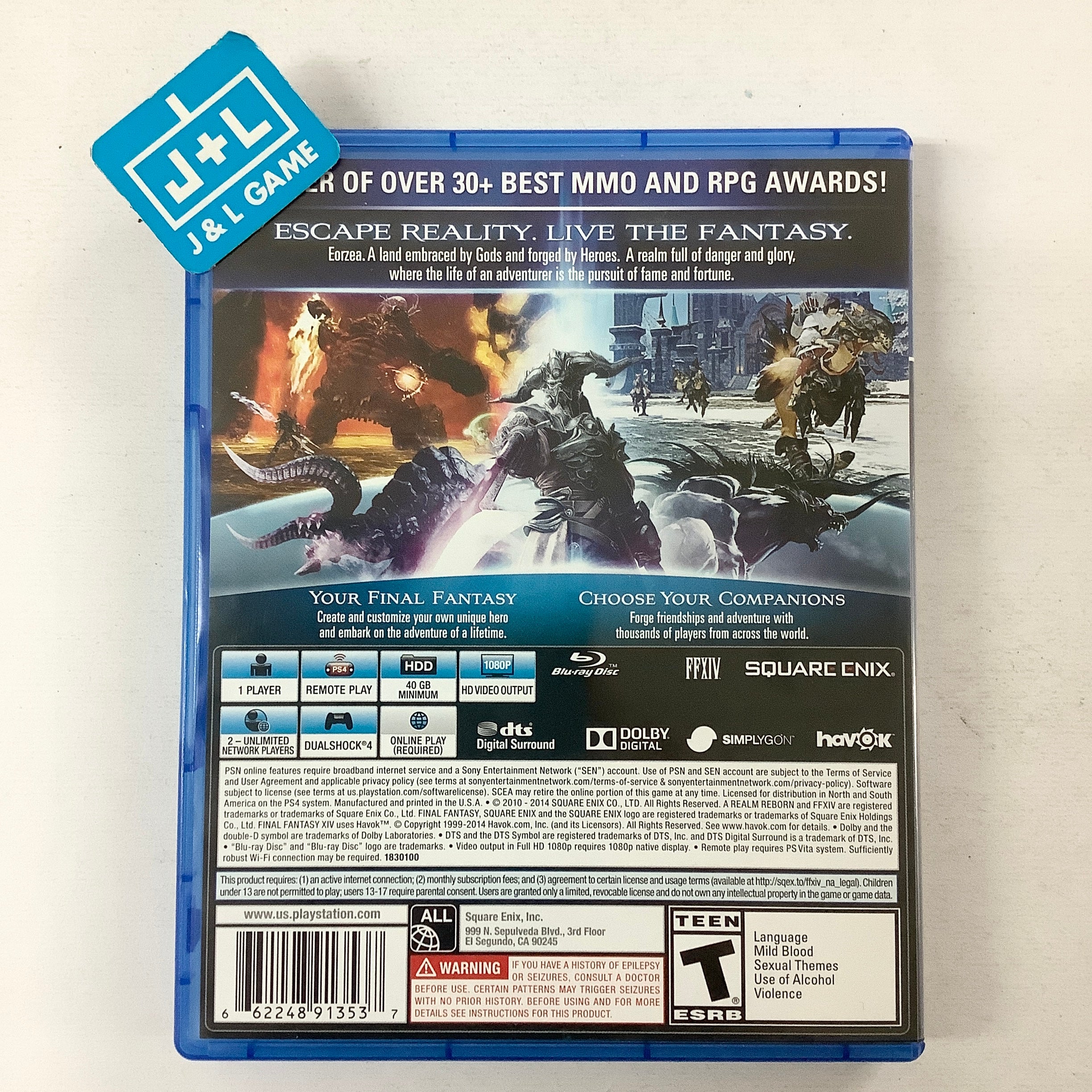 Final Fantasy XIV Online: A Realm Reborn - (PS4) PlayStation 4 [Pre-Owned] Video Games Square Enix   