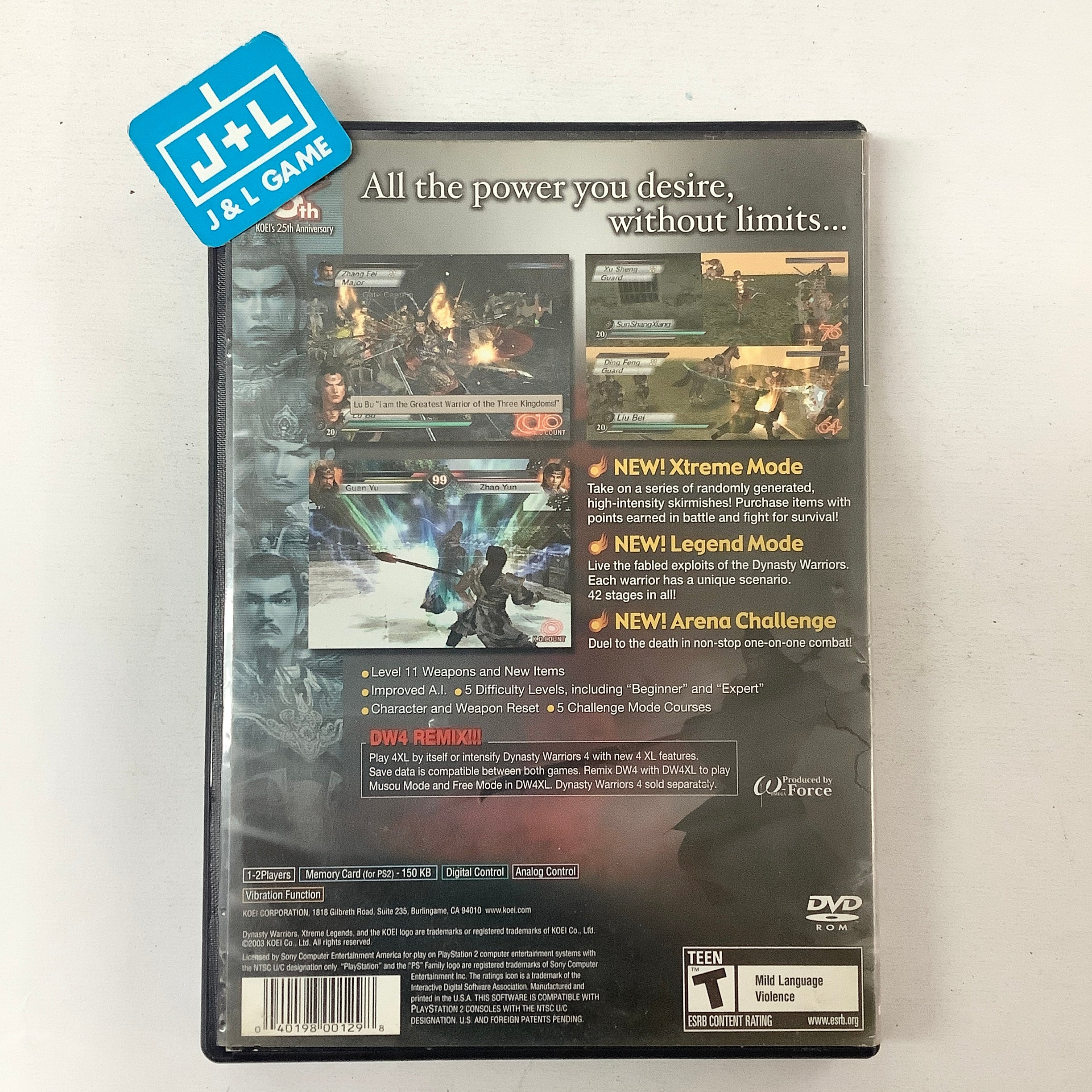 Dynasty Warriors 4: Xtreme Legends - (PS2) PlayStation 2 [Pre-Owned] Video Games Koei   