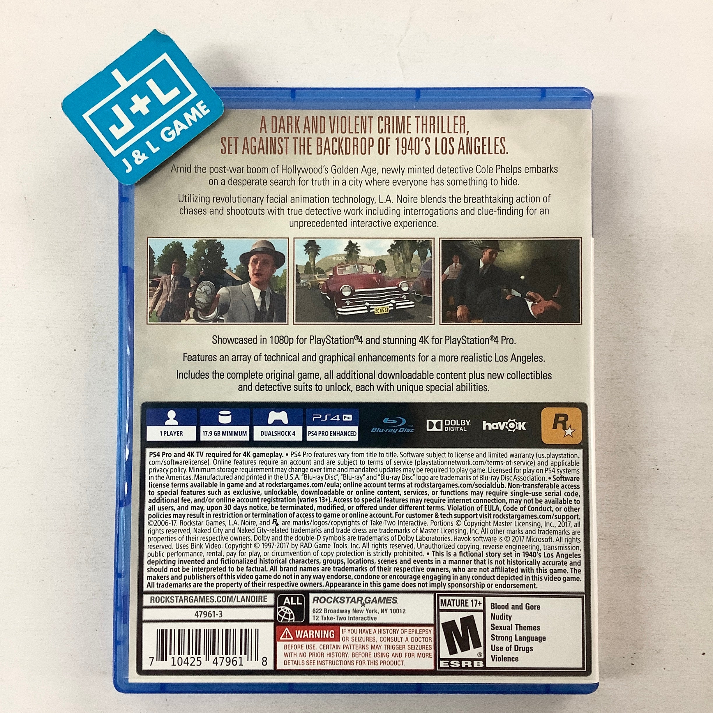 L.A. Noire - (PS4) PlayStation 4 [Pre-Owned] Video Games Rockstar Games