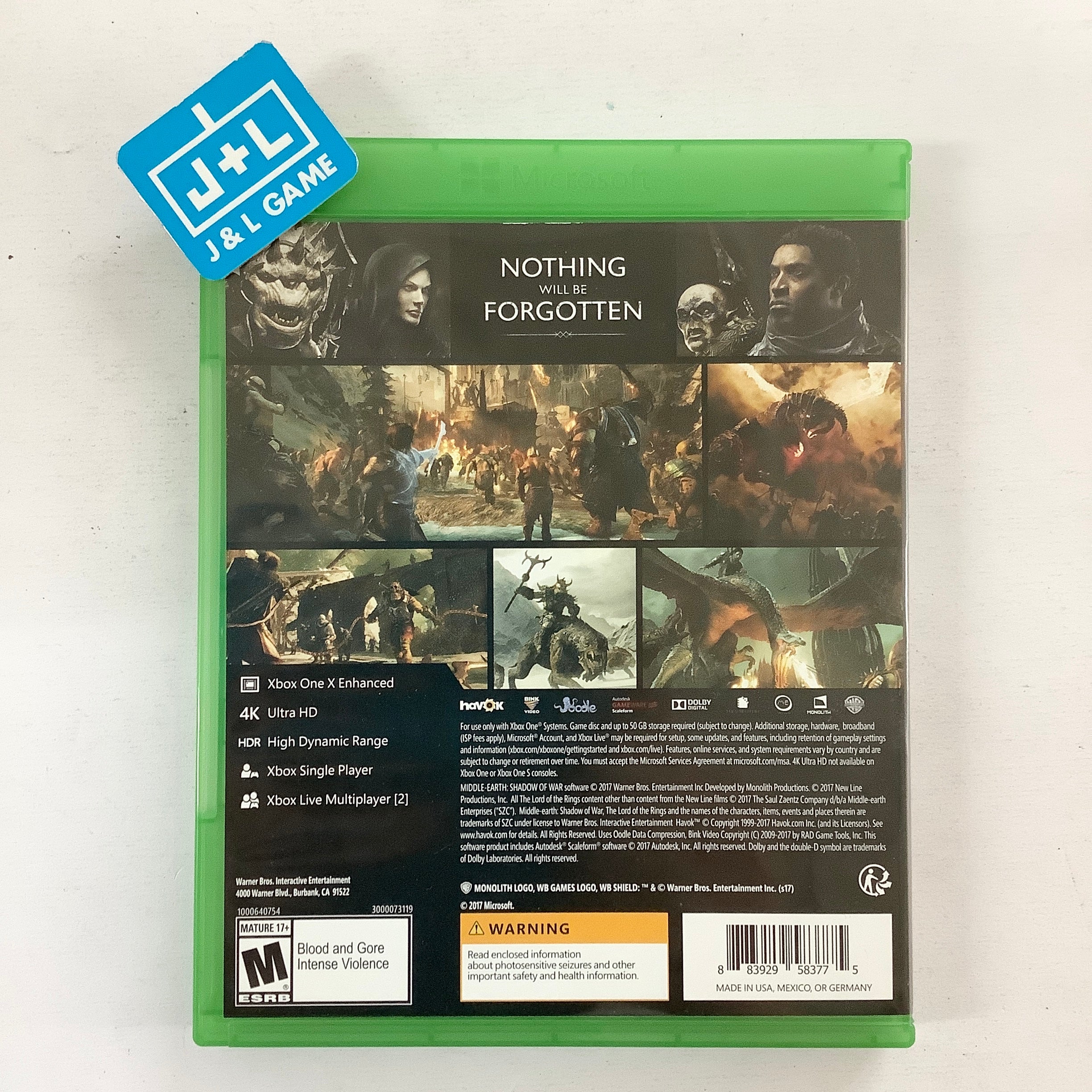 Middle-Earth: Shadow of War - (XB1) Xbox One [Pre-Owned] Video Games Warner Bros. Interactive Entertainment   