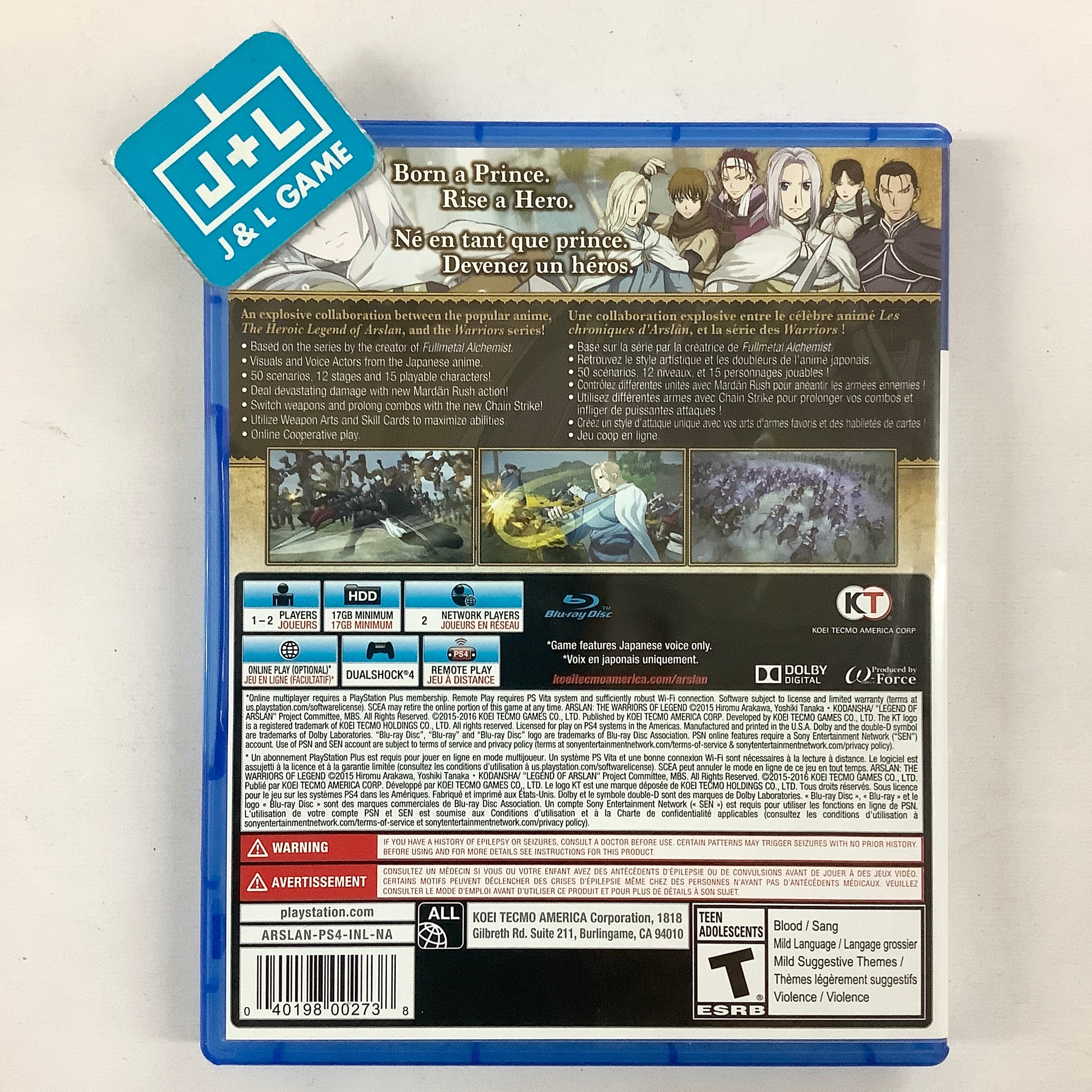 Arslan: The Warriors of Legend - (PS4) PlayStation 4 [Pre-Owned] Video Games Koei Tecmo Games   