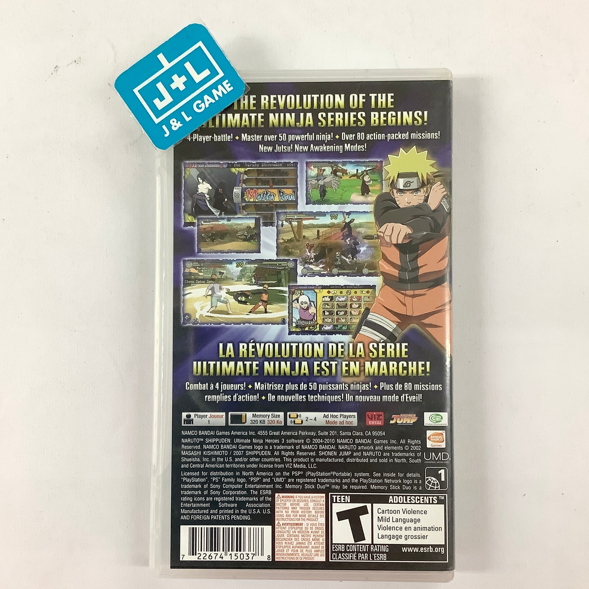 Naruto Shippuden: Ultimate Ninja Heroes 3 - SONY PSP [Pre-Owned] Video Games Namco Bandai Games   