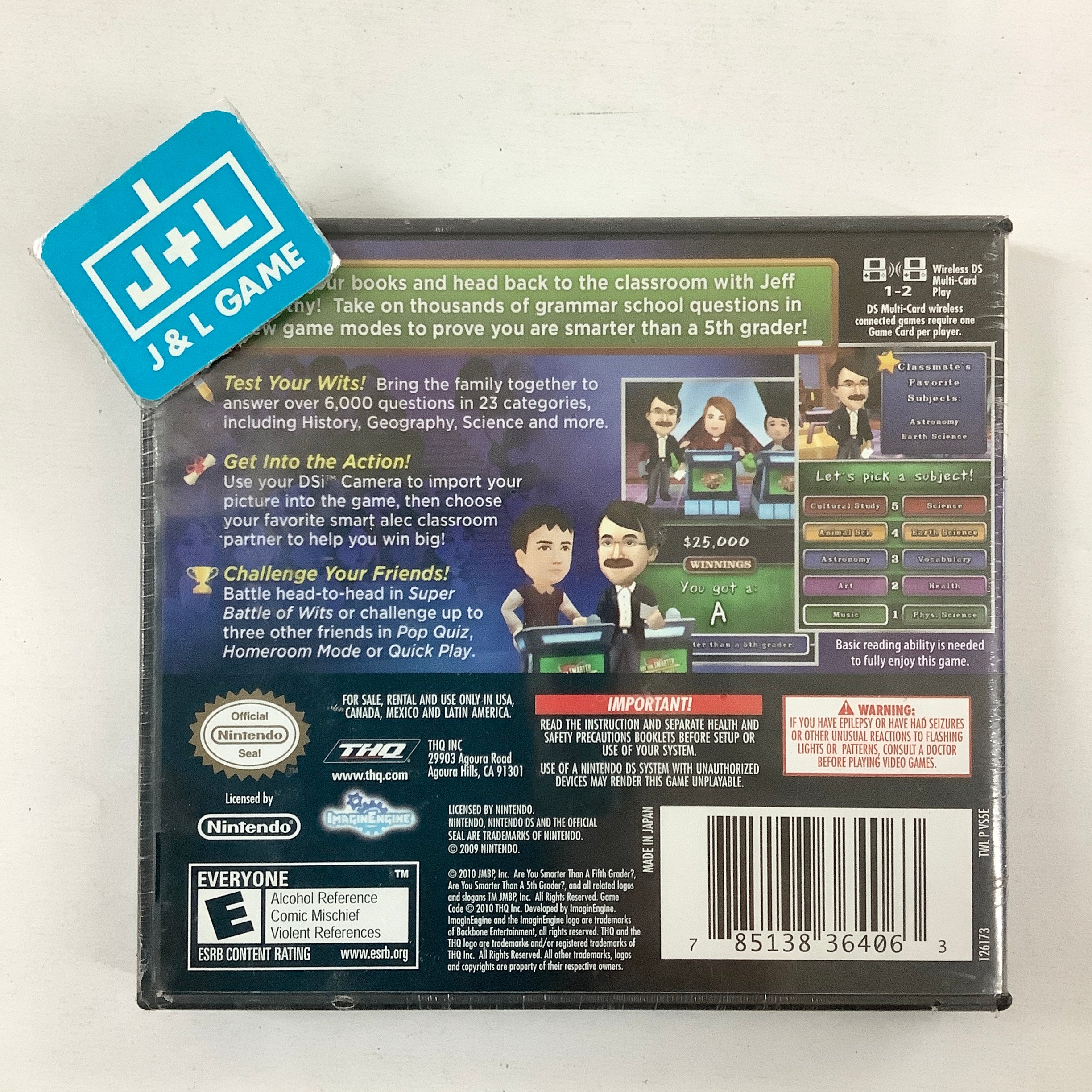 Are You Smarter Than a 5th Grader? Back to School - (NDS) Nintendo DS Video Games THQ   