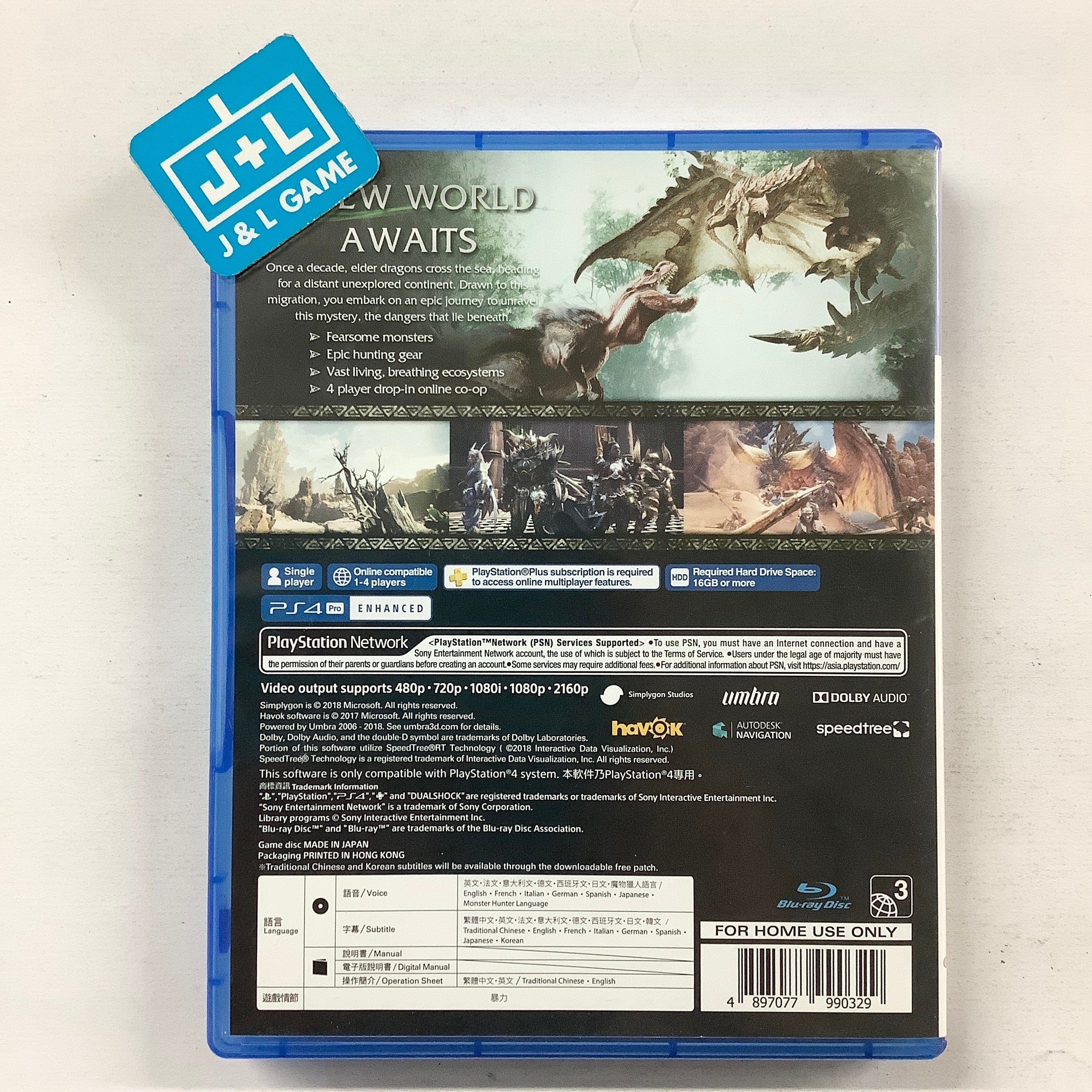 Monster Hunter: World - (PS4) PlayStation 4 [Pre-Owned] (Asia Import) Video Games Capcom   