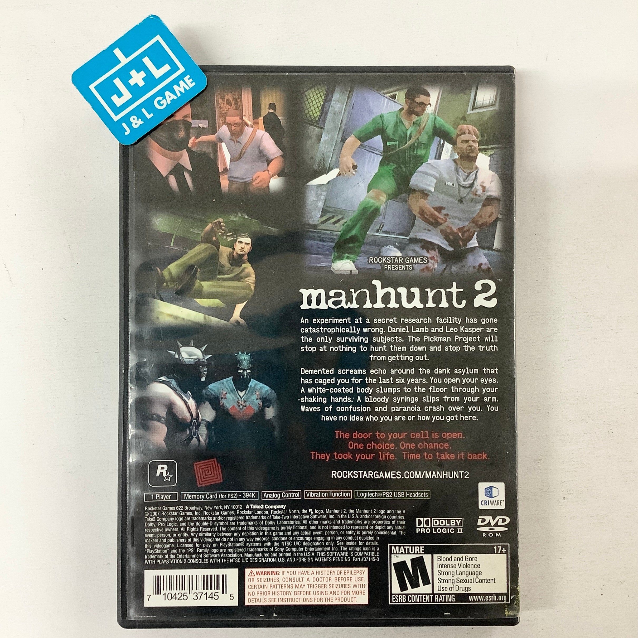 Manhunt 2 outlets For Sony PS2 WITH MANUAL