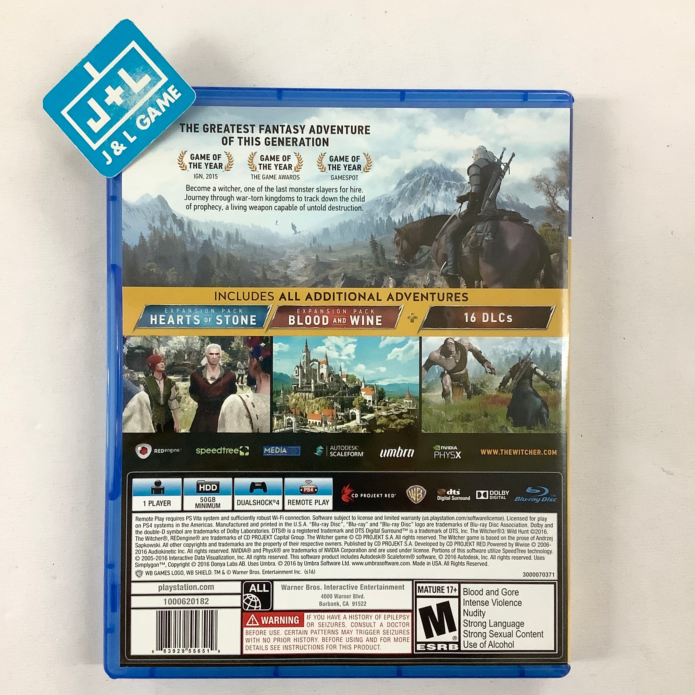 The Witcher 3: Wild Hunt (Complete Edition) - (PS4) PlayStation 4 [Pre-Owned] Video Games WB Games