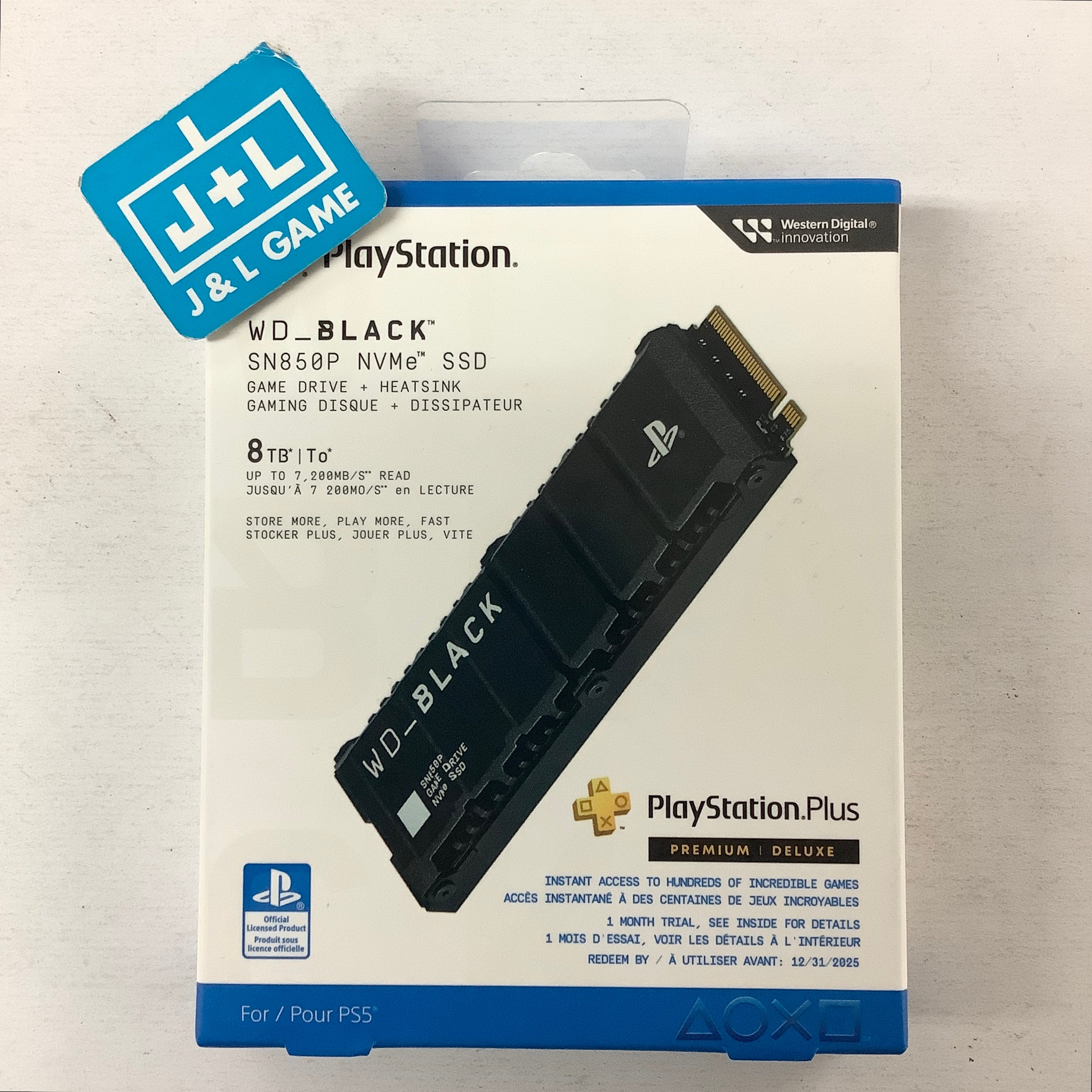 WD_BLACK 8TB SN850P NVMe SSD Solid State Drive with Heatsink Up to 7,200 MB/s - WDBBYB0080BNC - (PS5) PlayStation 5 ACCESSORIES WD_BLACK