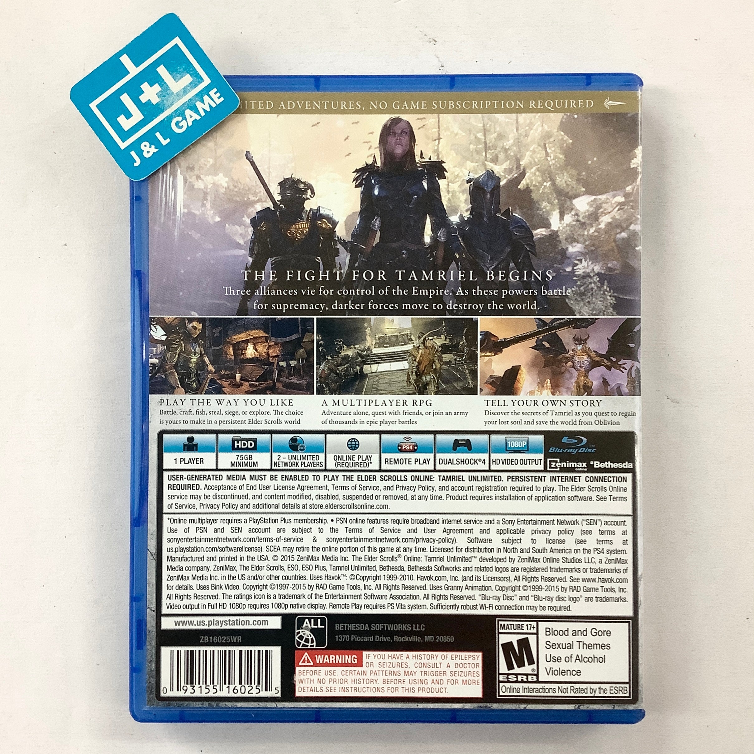 The Elder Scrolls Online: Tamriel Unlimited - (PS4) PlayStation 4 [Pre-Owned] Video Games Bethesda Softworks