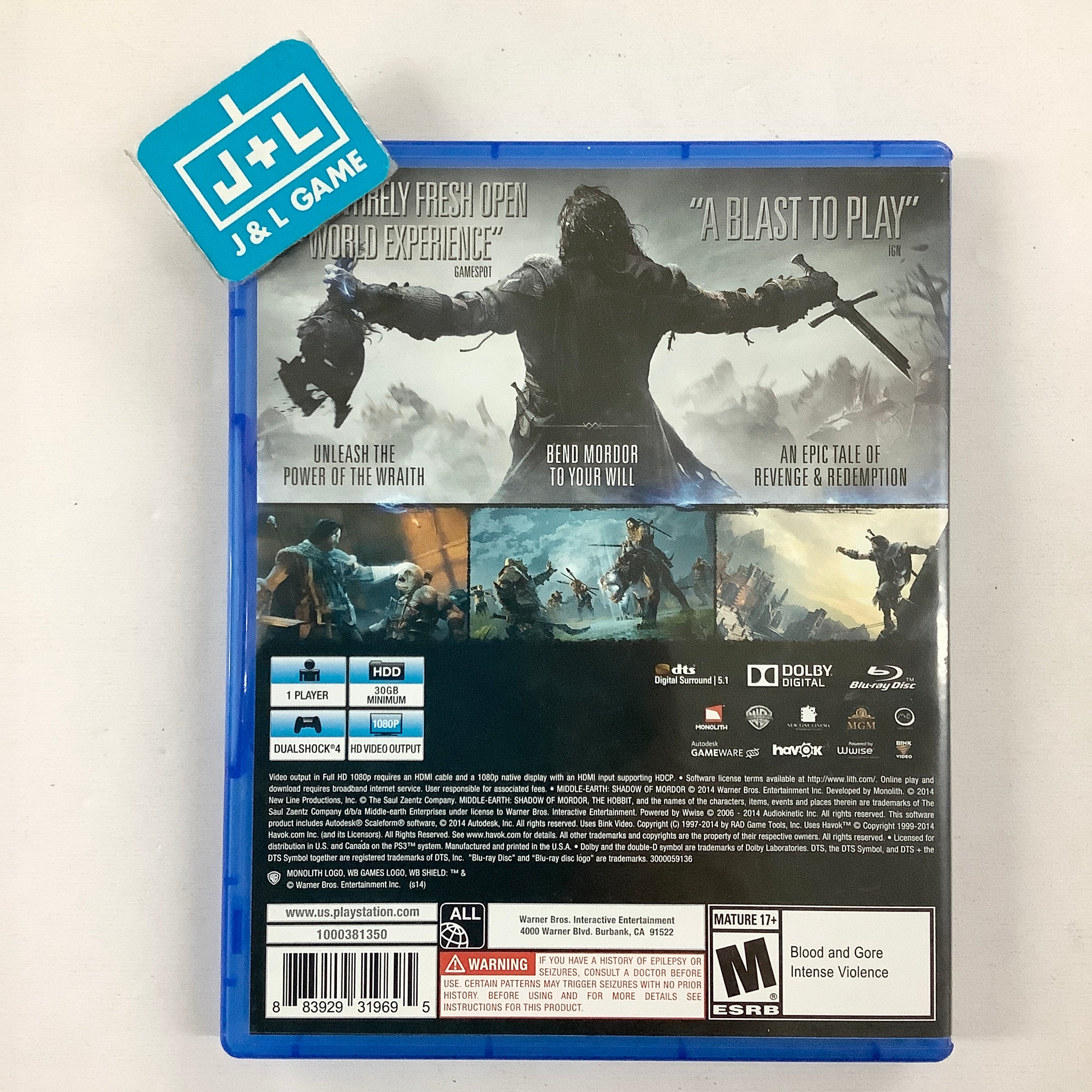 Middle-Earth: Shadow of Mordor - (PS4) PlayStation 4 [Pre-Owned] Video Games WB Games