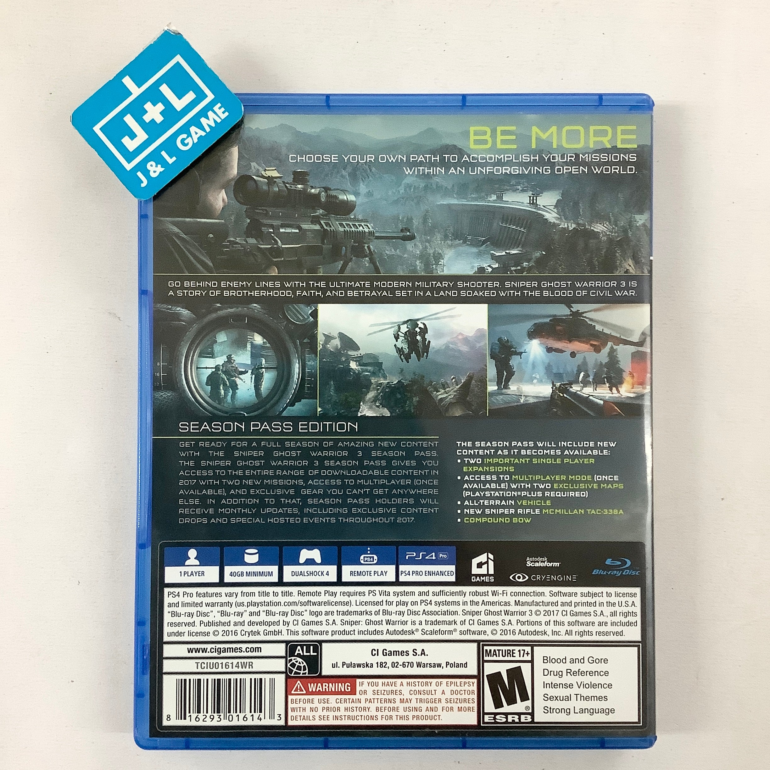 Sniper: Ghost Warrior 3 (Season Pass Edition) - (PS4) PlayStation 4 [Pre-Owned] Video Games City Interactive