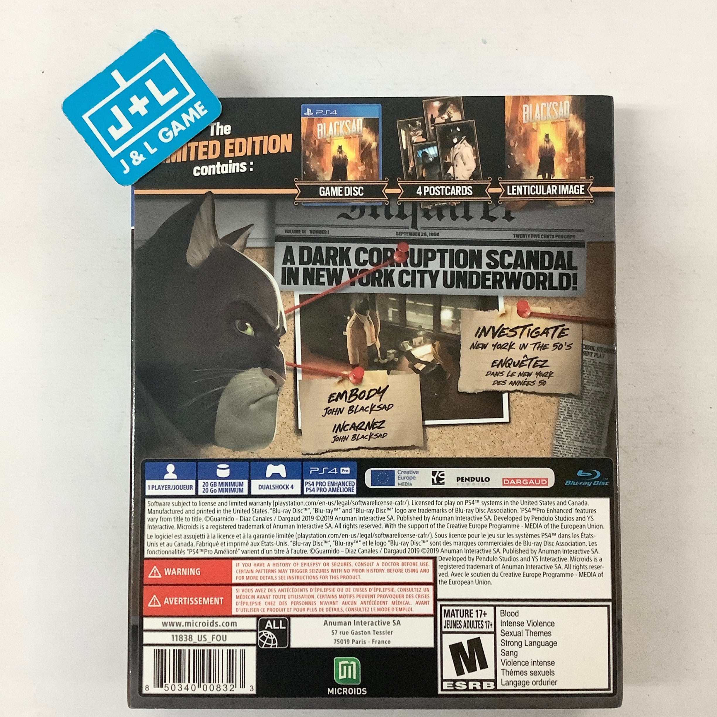 Blacksad: Under The Skin (Limited Edition) - (PS4) PlayStation 4 Video Games Microids   