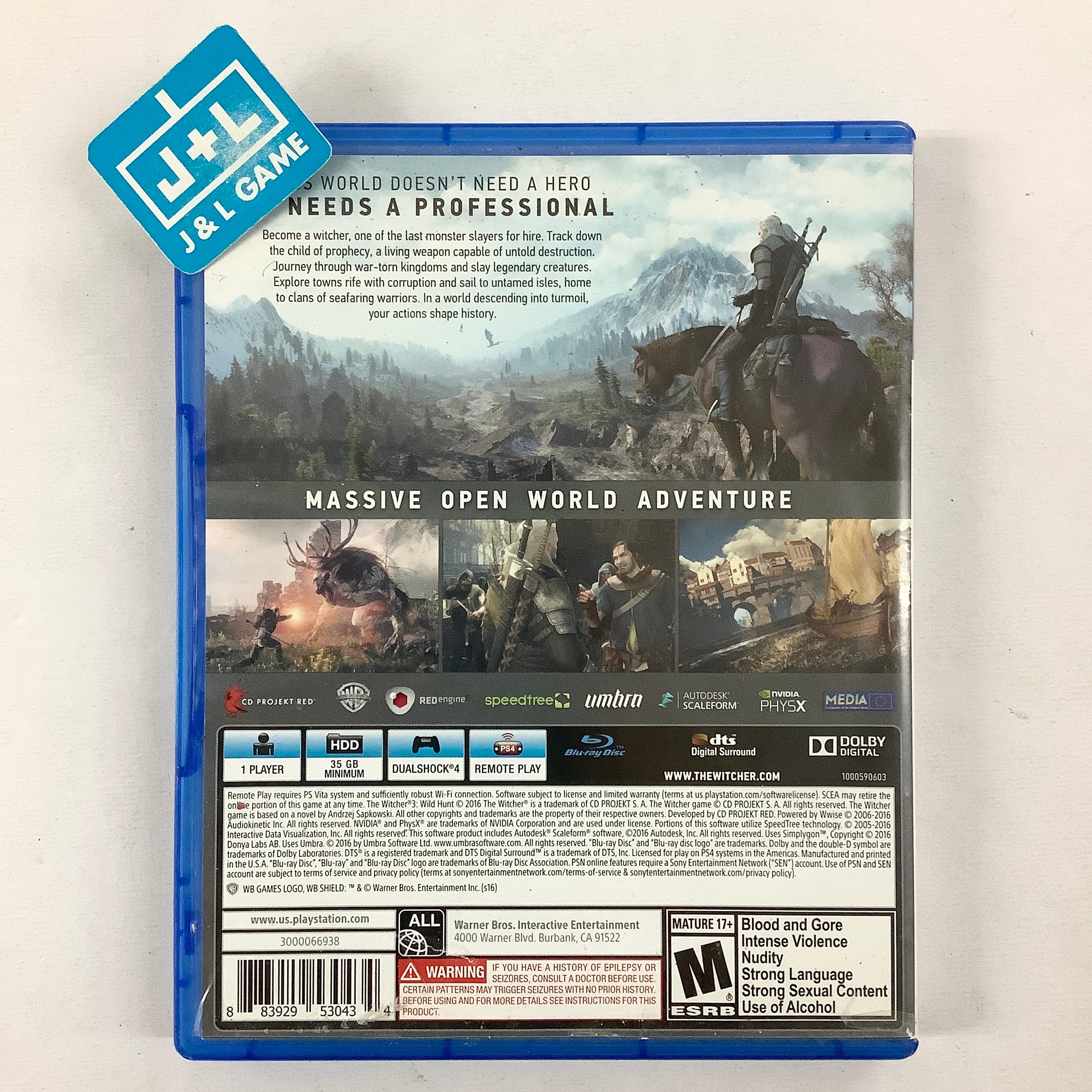 The Witcher 3: Wild Hunt - (PS4) PlayStation 4 [Pre-Owned] Video Games Warner Bros Interactive Entertainment