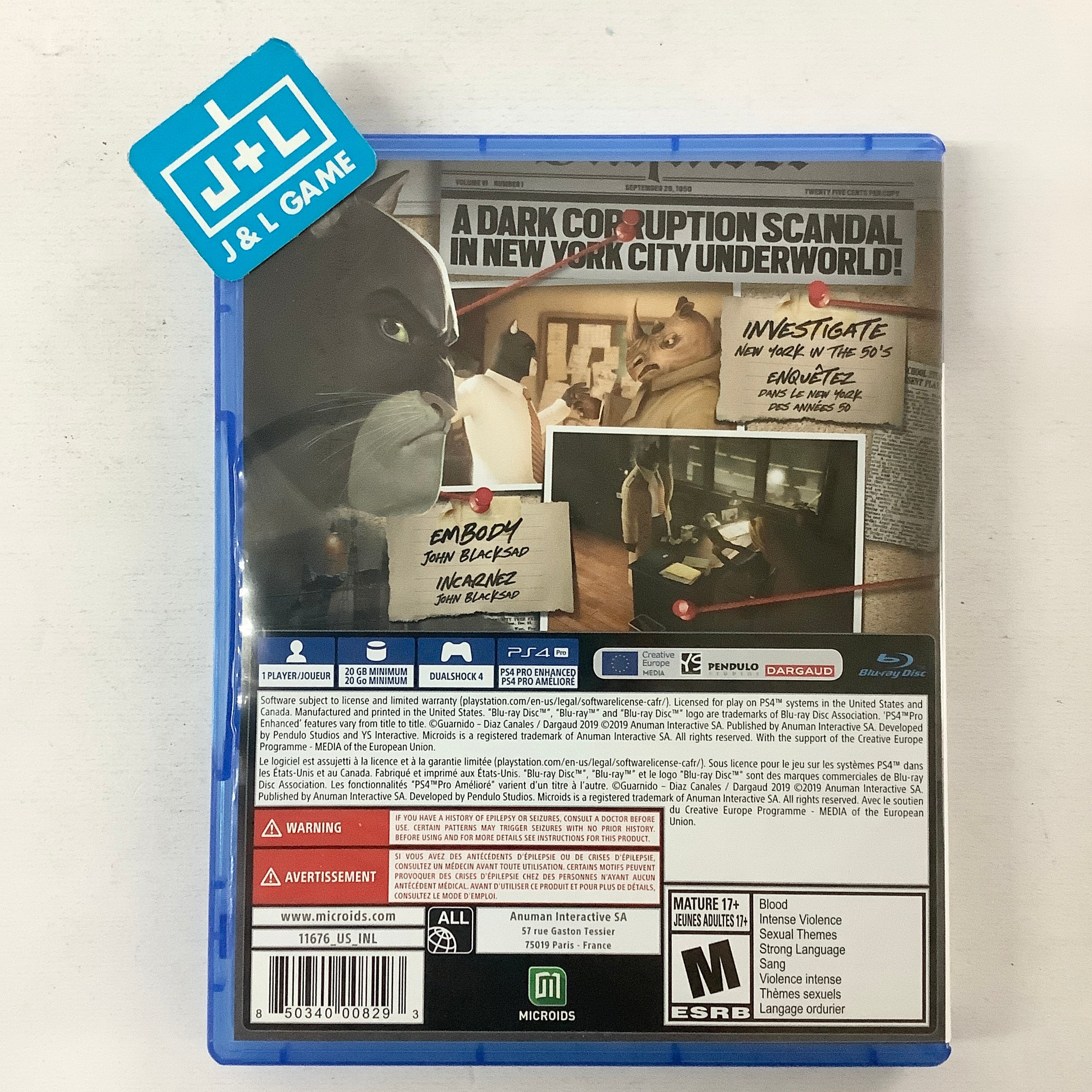 Blacksad: Under The Skin (Limited Edition) - (PS4) PlayStation 4 Video Games Microids   