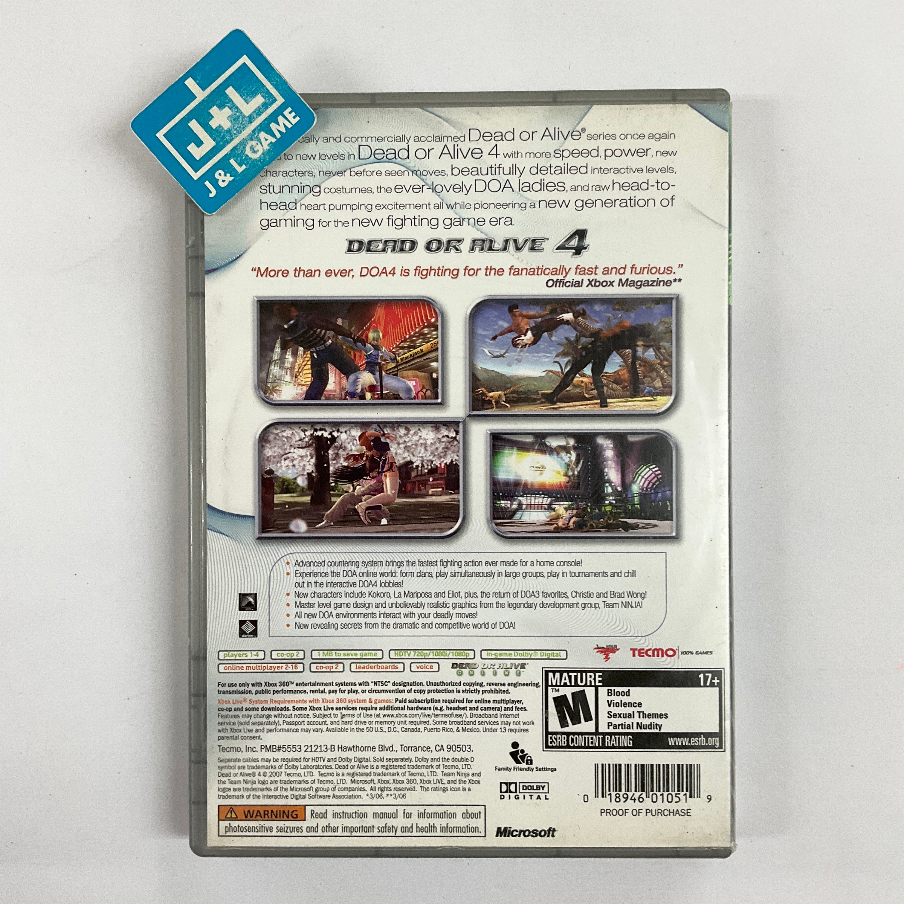 Dead or Alive 4 (Platinum Hits) - Xbox 360 [Pre-Owned] | J&L Game