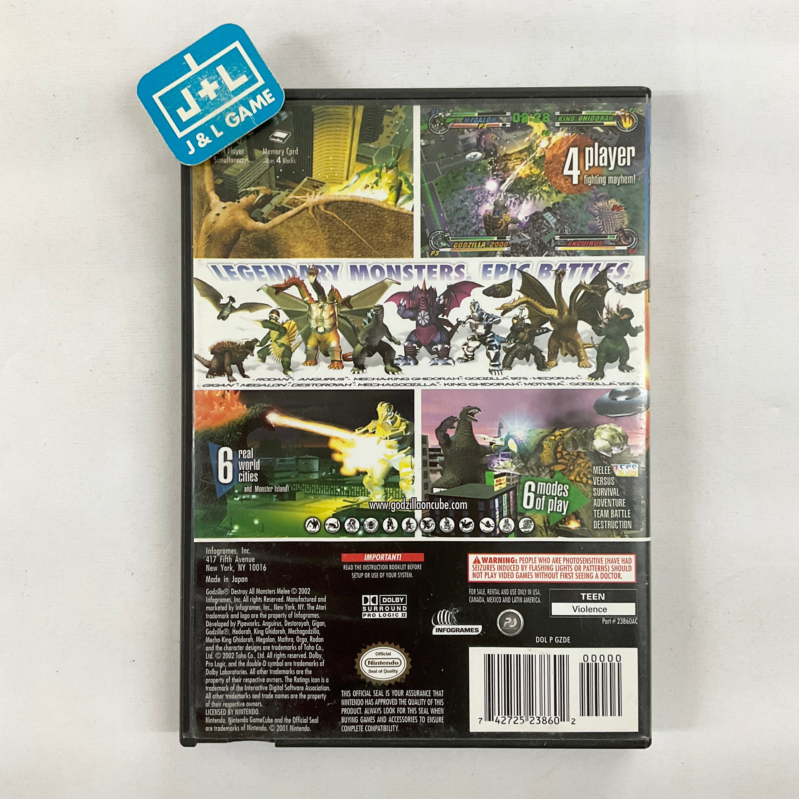 Godzilla: Destroy 2024 All Monsters Melee (Nintendo GameCube) No Manual -Tested-